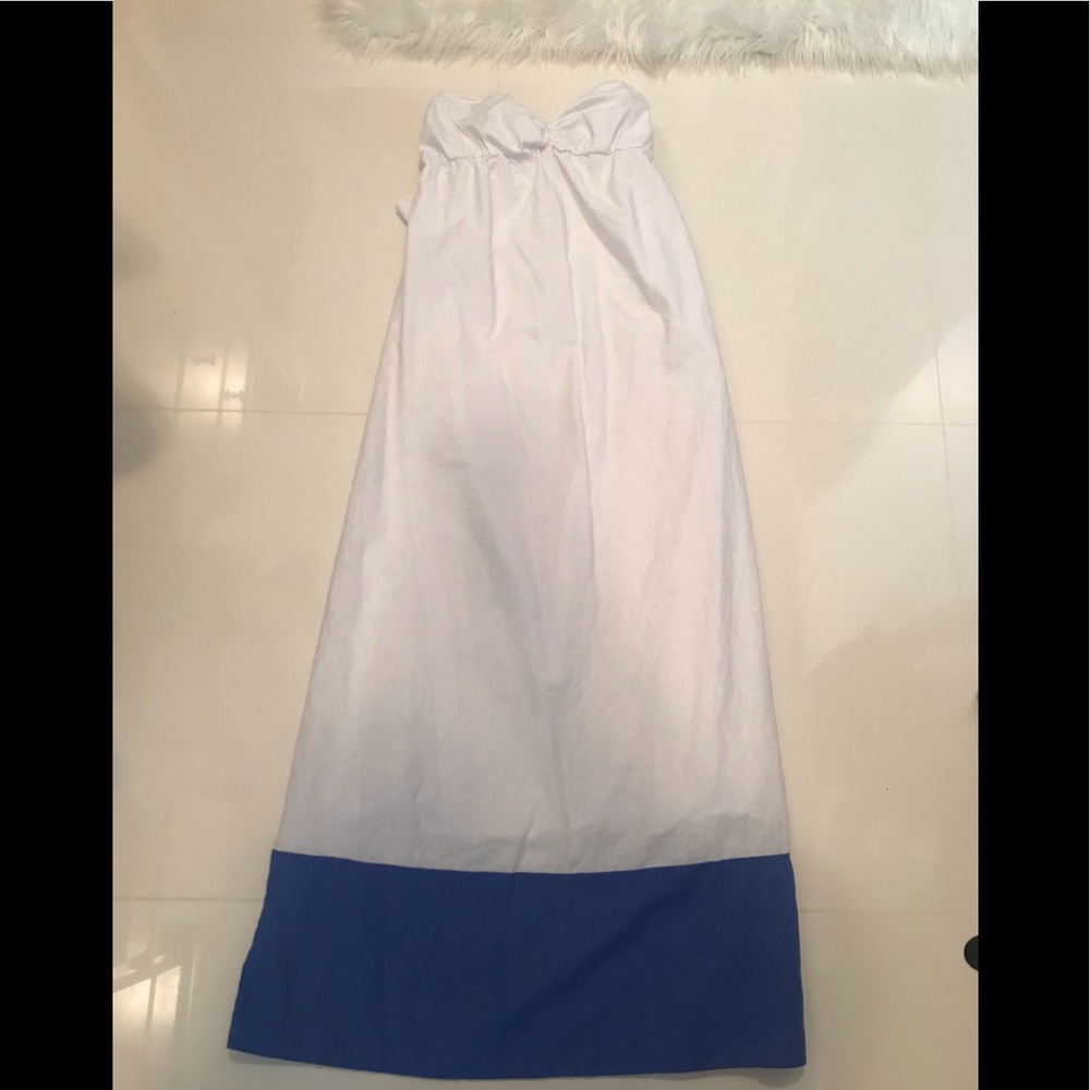 Tommy Bahama White maxi dress w/ blue trim  bottom